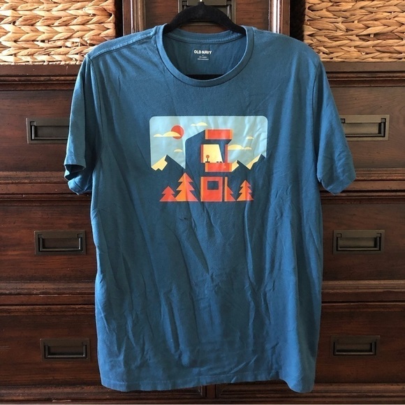 Old Navy teal short sleeve graphic tee in size L - Picture 1 of 5